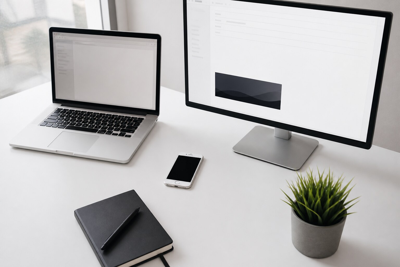 Moderner Arbeitsplatz für die Planung einer E-Mail-Signaturkampagne